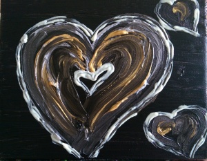 "You Always Have My Heart" 8" x 10" acrylic on canvas with glow; it's his. :-)